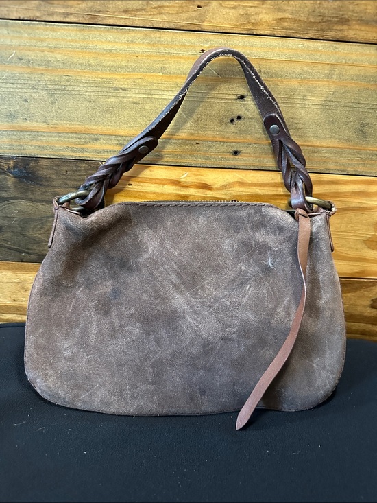 GAP Handbags - GAP Suede Braided Handle Wristlet Bag in Brown